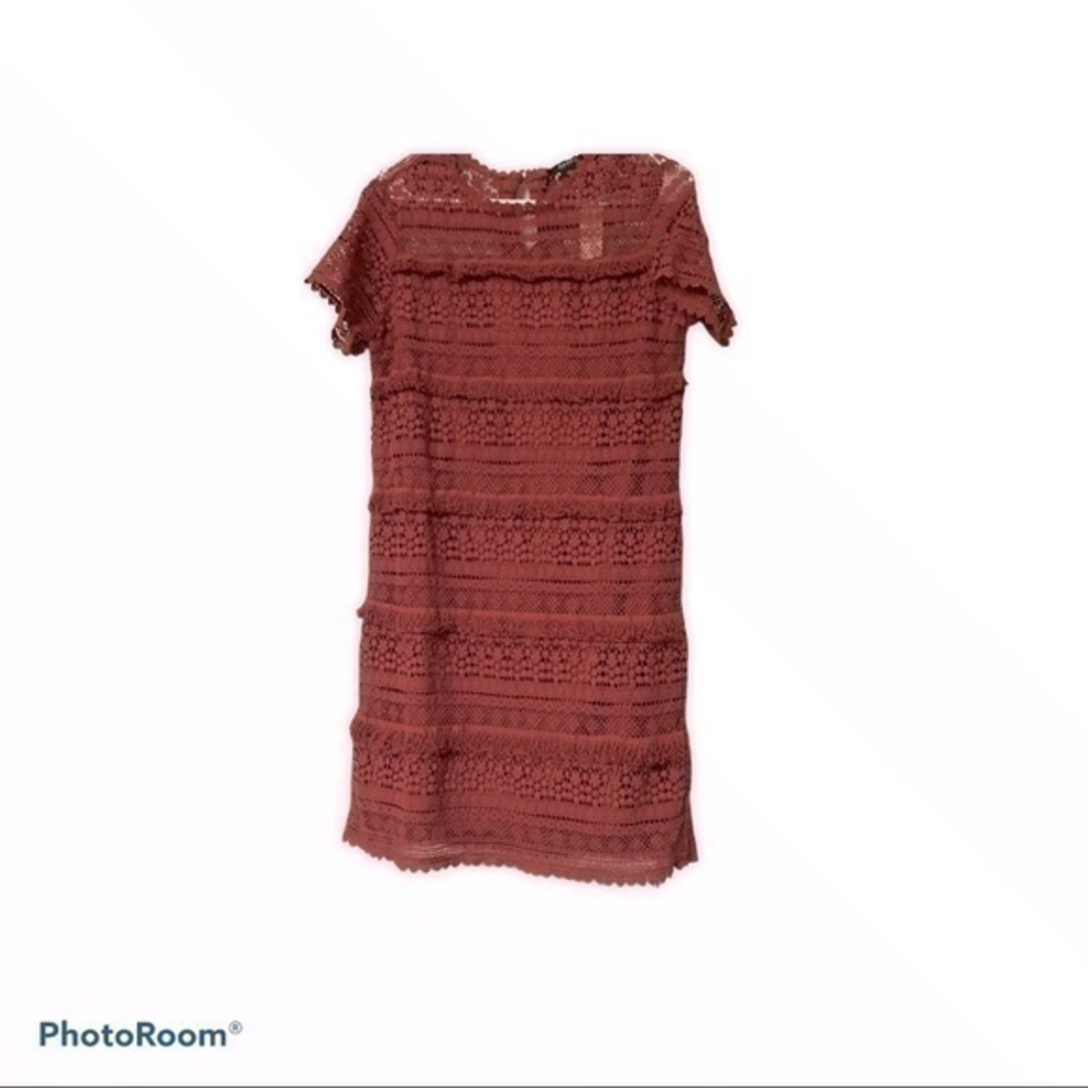 ANTHROPOLOGIE fringed lace dress